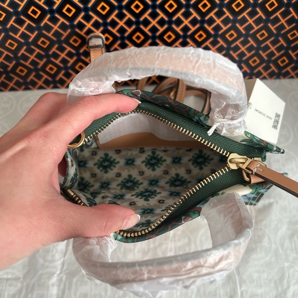 Tory Burch Ella Printed Mini Tote Crossbody Bag Rayure Fleurie - Picture 5 of 10